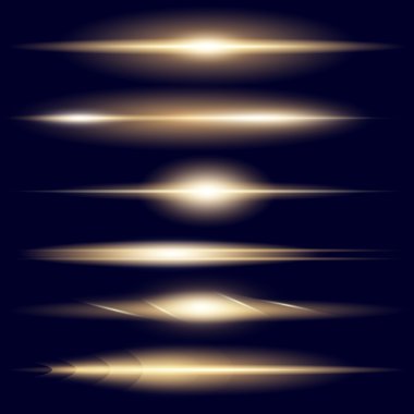 Parlak ışık efektlerinden oluşan yaratıcı bir konsept vektör kümesi siyah arka planda izole edilmiş kıvılcımlarla parlar. Resim tasarımı için, Noel kutlaması için pankart, sihirli ışık ışını