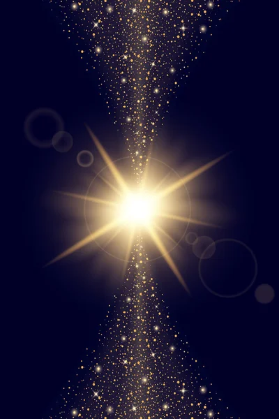 Concepto creativo Conjunto vectorial de estrellas con efecto de luz brillante estalla con destellos aislados sobre fondo negro. Para el diseño de arte de la plantilla de ilustración, banner para celebrar la Navidad, rayo mágico de energía flash — Vector de stock