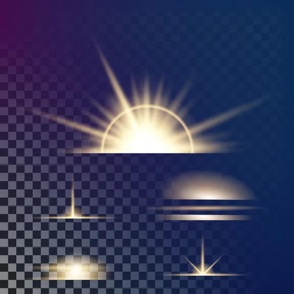 Concept créatif Ensemble vectoriel d'étoiles à effet de lumière brillante éclate avec des étincelles isolées sur fond noir. Pour la conception d'art de modèle d'illustration, bannière pour Noël célèbrent, rayon d'énergie flash magique — Image vectorielle