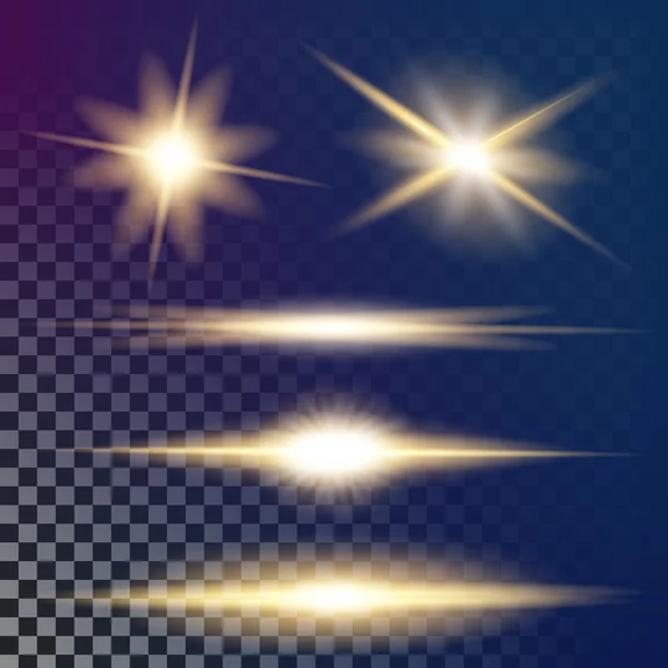 Parlak ışık efektlerinden oluşan yaratıcı bir konsept vektör kümesi siyah arka planda izole edilmiş kıvılcımlarla parlar. Resim tasarımı için, Noel kutlaması için pankart, sihirli ışık ışını