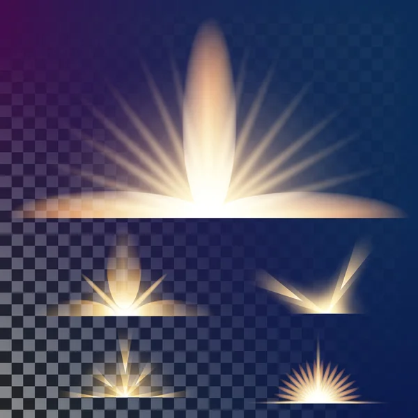 Concept créatif Ensemble vectoriel d'étoiles à effet de lumière brillante éclate avec des étincelles isolées sur fond noir. Pour la conception d'art de modèle d'illustration, bannière pour Noël célèbrent, rayon d'énergie flash magique — Image vectorielle