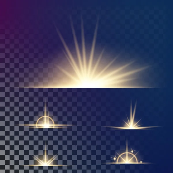 Concepto creativo Conjunto vectorial de estrellas con efecto de luz brillante estalla con destellos aislados sobre fondo negro. Para el diseño de arte de la plantilla de ilustración, banner para celebrar la Navidad, rayo mágico de energía flash — Archivo Imágenes Vectoriales