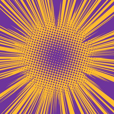 Yaratıcı soyut kavram vektör çizgi roman pop sanat tarzı boş düzeni şablonu bulutlar kiriş ve arka plan üzerinde izole nokta şekli ile. Web ve mobil uygulamalar, illüstrasyon kalıp çizmek için