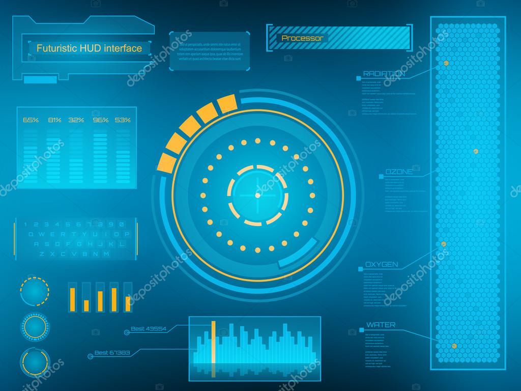 Abstract creative futuristic blue virtual graphic touch user interface HUD.