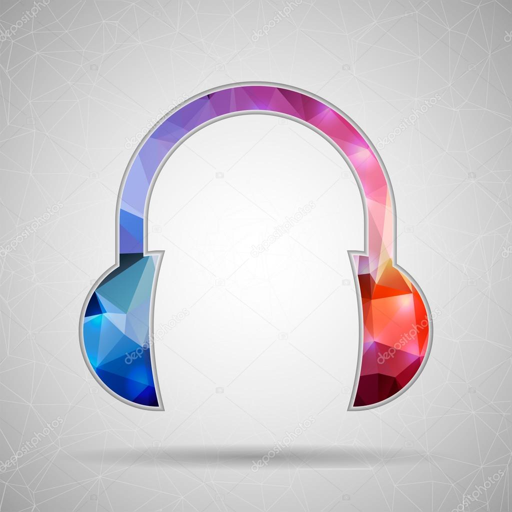 Abstract Creative concept vector icon of headphone for Web and Mobile Applications isolated on background. Vector illustration template design, Business infographic and social media, origami icons.