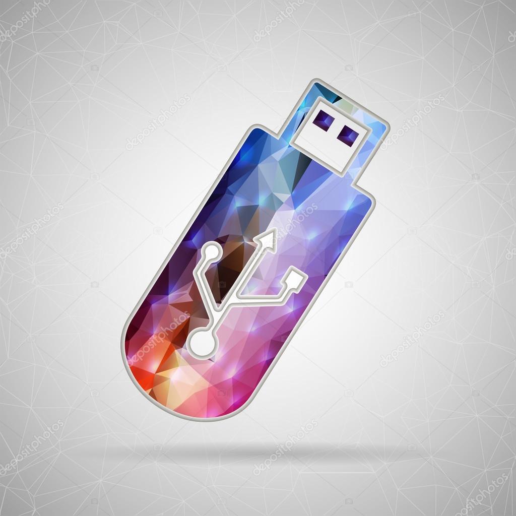 Abstract Creative concept vector icon of Usb for Web and Mobile Applications isolated on background. Vector illustration template design, Business infographic and social media, origami icons.