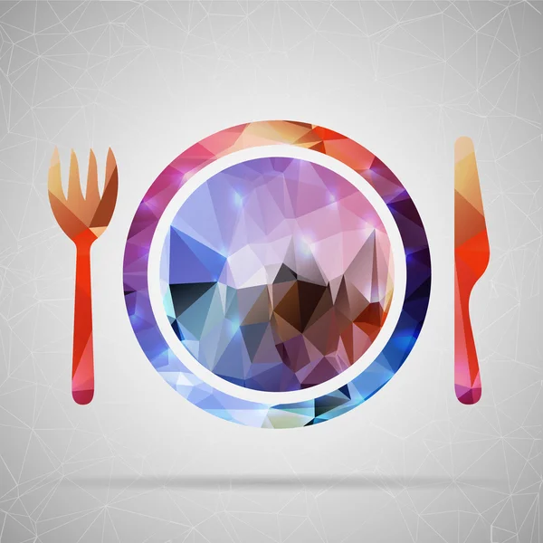 Abstract Creative concept vector icon of plate with knife and fork for Web and Mobile Applications isolated on background. Vector illustration template design, Business infographic and social media. — Διανυσματικό Αρχείο