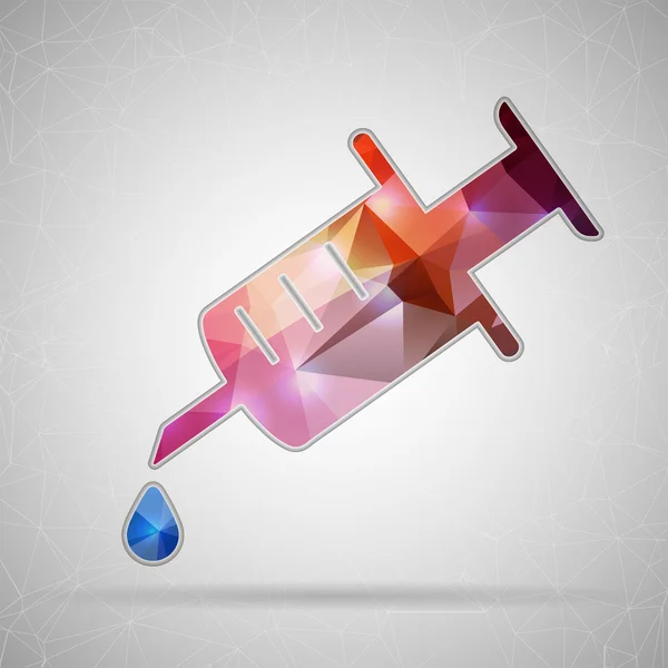 Abstract Creative concept vector icon of syringe for Web and Mobile Applications isolated on background. Vector illustration template design, Business infographic and social media, origami icons. — Stockový vektor