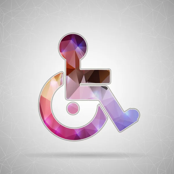 Abstract Creative concept vector icon of wheelchair for Web and Mobile Applications isolated on background. Vector illustration template design, Business infographic and social media, origami icons. — Wektor stockowy