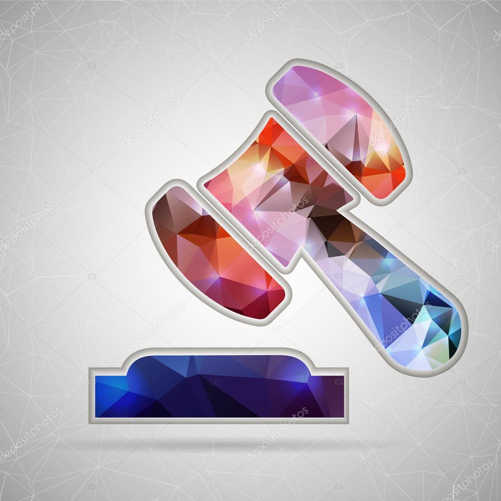 Abstract Creative concept vector icon of gavel for Web and Mobile Applications isolated on background. Vector illustration template design, Business infographic and social media, origami icons