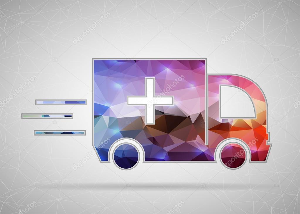 Abstract Creative concept vector icon of ambulance for Web and Mobile Applications isolated on background. Vector illustration template design, Business infographic and social media, origami icons.