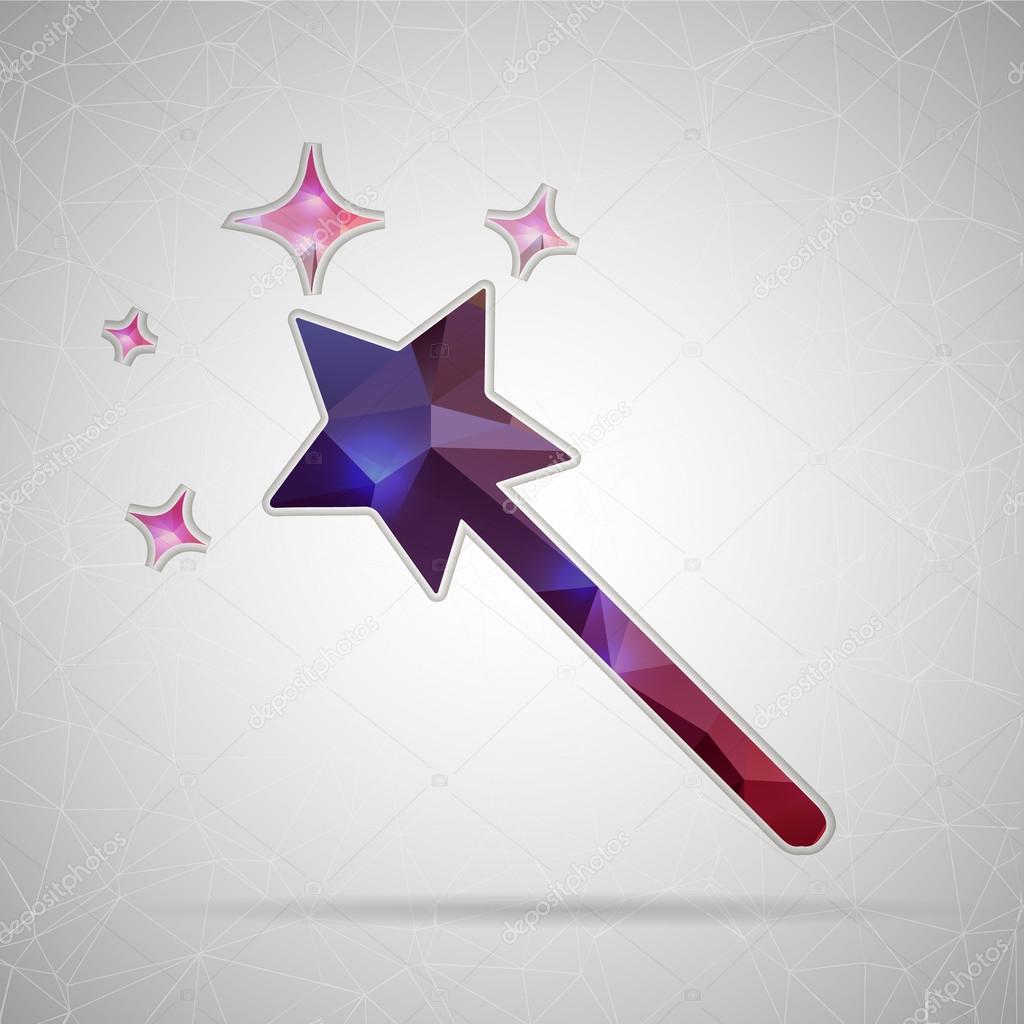 Abstract Creative concept vector icon of magic wand for Web and Mobile Applications isolated on background. Vector illustration template design, Business infographic and social media, origami icons