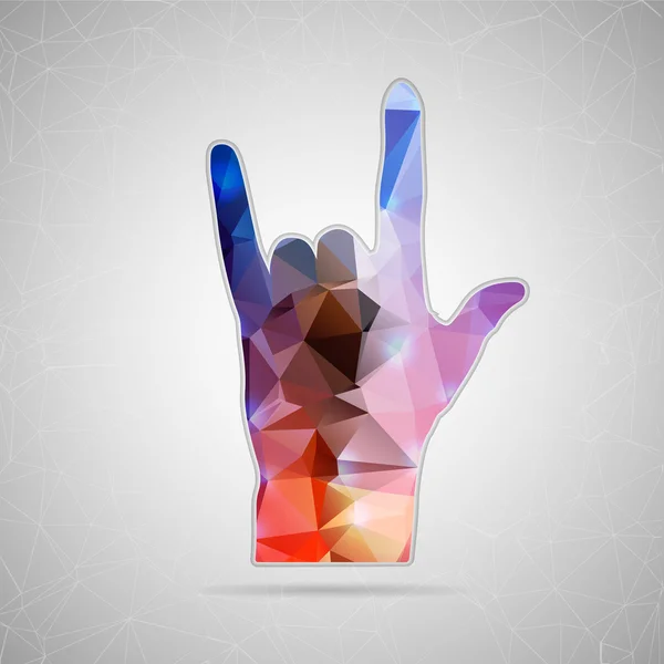 Abstract Concetto creativo icona vettoriale di hand rock per applicazioni Web e Mobile isolate in background. Design modello illustrazione vettoriale, Infografica aziendale e social media, icone origami . — Vettoriale Stock