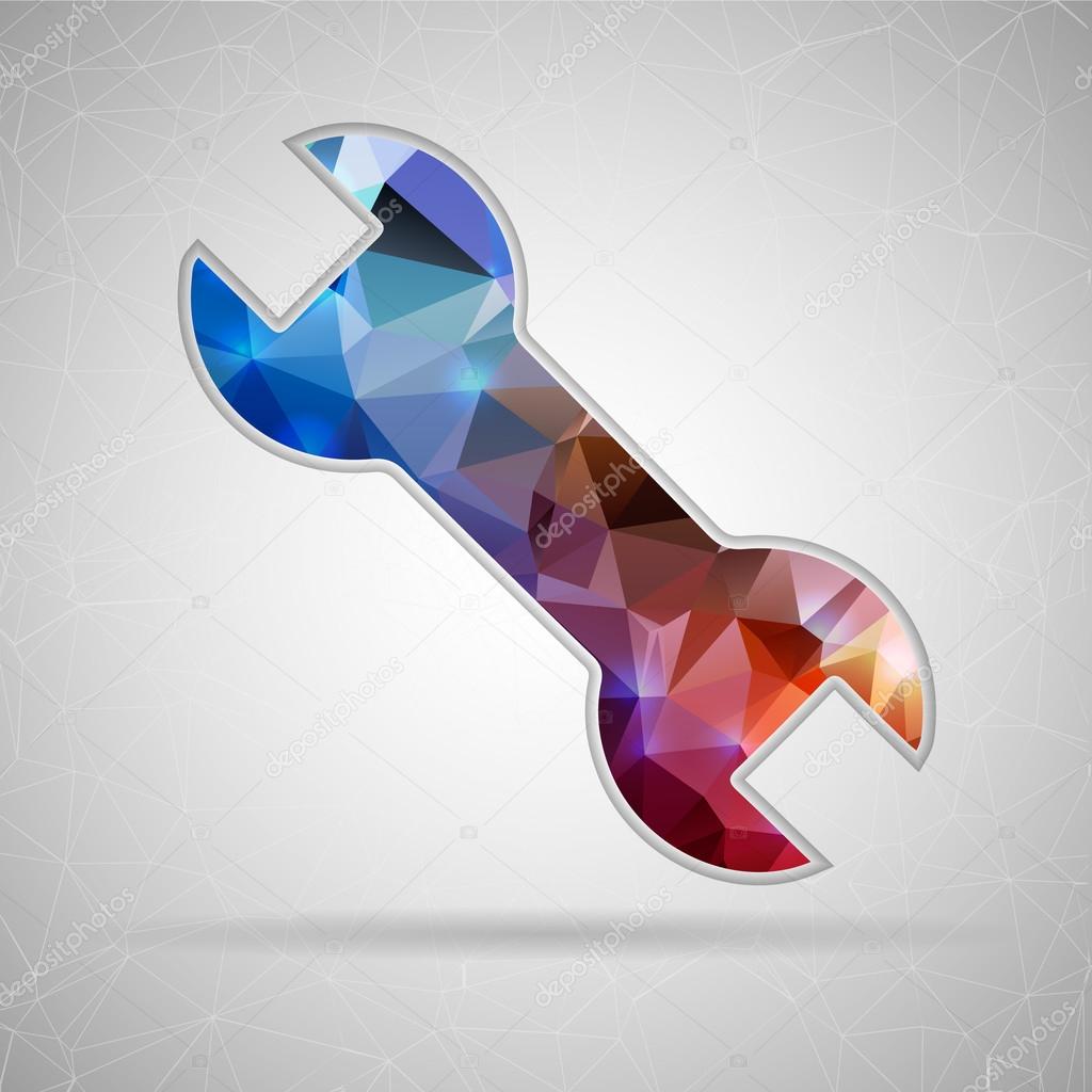 Abstract Creative concept vector icon of spanner for Web and Mobile Applications isolated on background. Vector illustration template design, Business infographic and social media, origami icons.