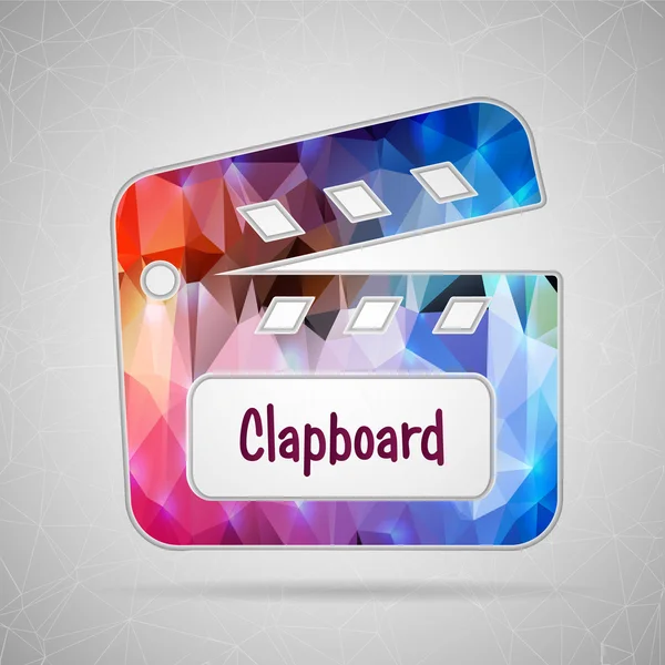 Abstract Creative concept vector icon of clapboard for Web and Mobile Applications isolated on background. Vector illustration template design, Business infographic and social media, origami icons. — Stock Vector