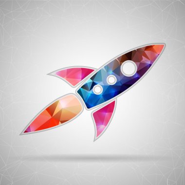 Abstract Creative concept vector icon of rocket for Web and Mobile Applications isolated on background. Vector illustration template design, Business infographic and social media, origami icons. clipart