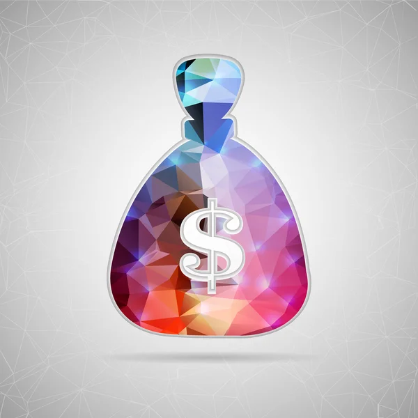Abstract Creative concept vector icon of money bag for Web and Mobile Applications isolated on background. Vector illustration template design, Business infographic and social media, origami icons. — Stok Vektör