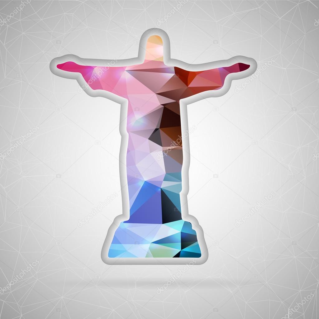 Abstract Creative concept vector icon of Statue of Christ. For Web and Mobile applications isolated on background, design illustration template, flat business infographic, social media, art origami