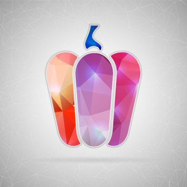 Abstract creative concept vector icon of pepper. For web and mobile content isolated on background, unusual template design, flat silhouette object and social media image, triangle art origami.