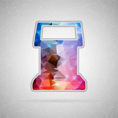 Abstract creative concept vector icon of terminal screen. For web and mobile content isolated on background, unusual template design, flat silhouette object, social media image, triangle art origami.