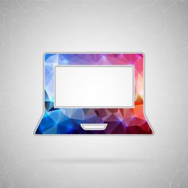 Abstract creative concept vector icon of notebook. For web and mobile content isolated on background, unusual template design, flat silhouette object and social media image, triangle art origami.