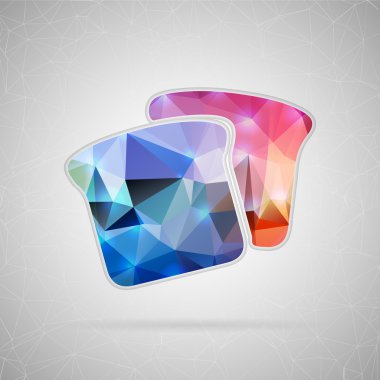 Abstract creative concept vector icon of bread. For web and mobile content isolated on background, unusual template design, flat silhouette object and social media image, triangle art origami.