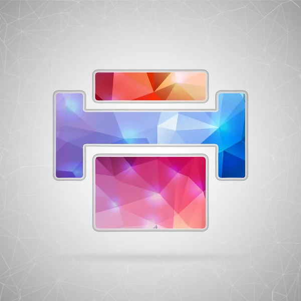 Abstract creative concept vector icon of printer. For web and mobile content isolated on background, unusual template design, flat silhouette object and social media image, triangle art origami. — Διανυσματικό Αρχείο