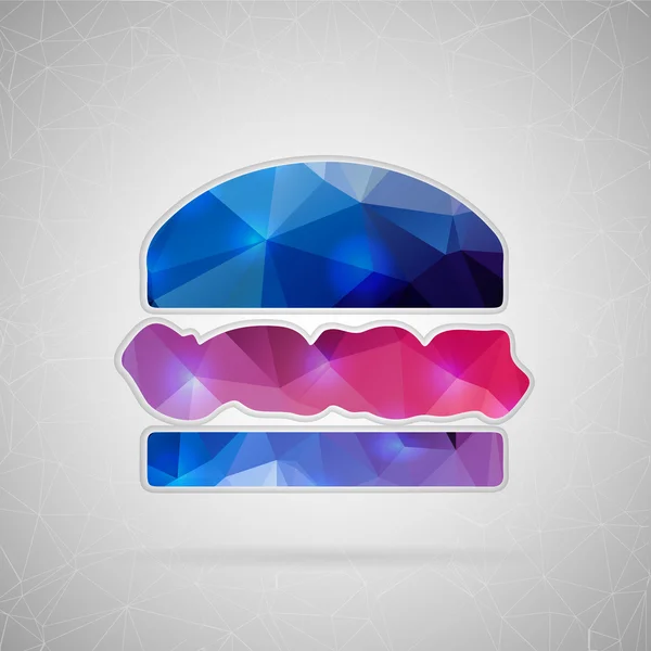 Abstract creative concept vector icon of hamburger. For web and mobile content isolated on background, unusual template design, flat silhouette object and social media image, triangle art origami. — Stok Vektör