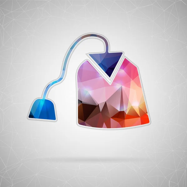Abstract creative concept vector icon of tea bag. For web and mobile content isolated on background, unusual template design, flat silhouette object and social media image, triangle art origami. — Διανυσματικό Αρχείο