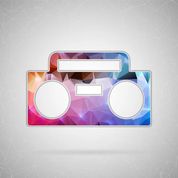 Abstract creative concept vector icon of boombox. For web and mobile content isolated on background, unusual template design, flat silhouette object and social media image, triangle art origami. — Wektor stockowy