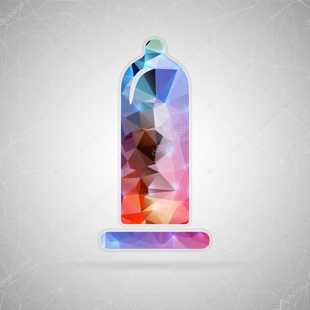 Abstract creative concept vector icon of condom. For web and mobile content isolated on background, unusual template design, flat silhouette object and social media image, triangle art origami