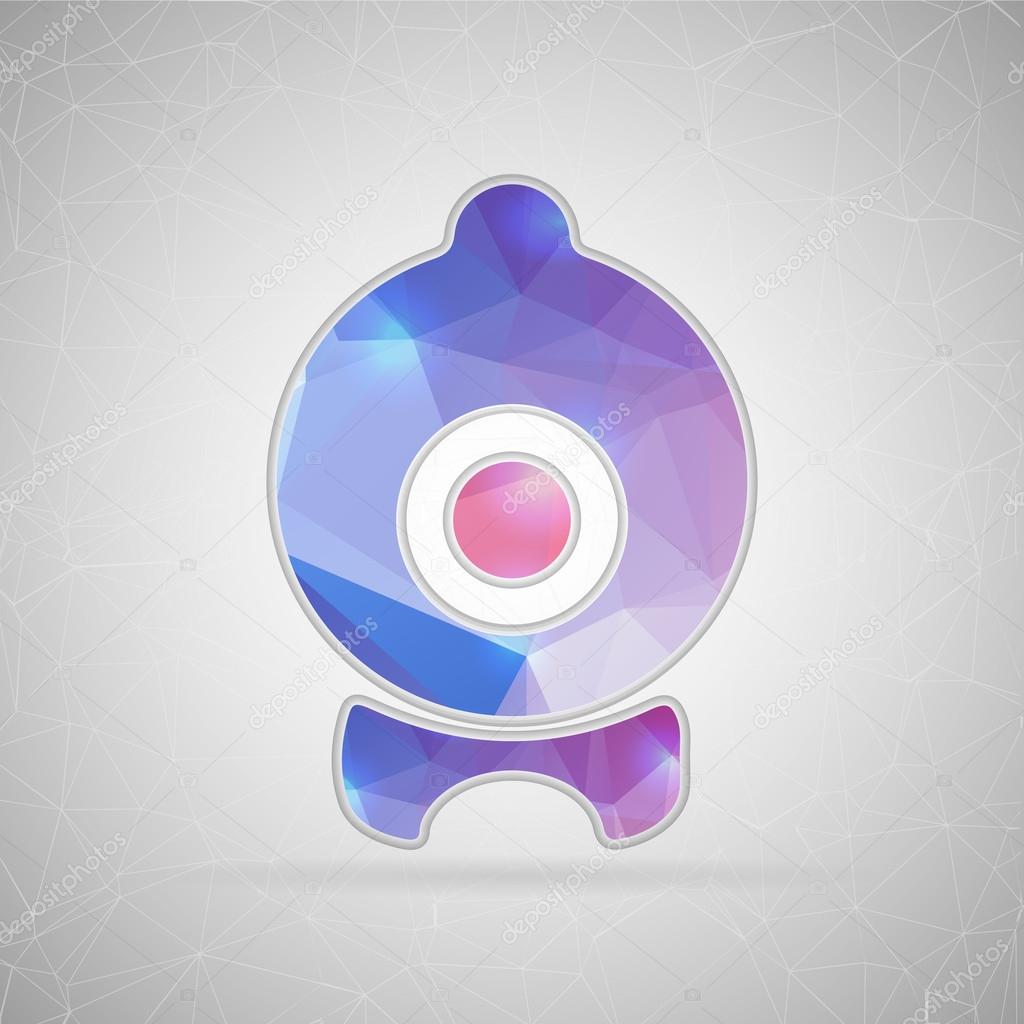 Abstract creative concept vector icon of webcam. For web and mobile content isolated on background, unusual template design, flat silhouette object and social media image, triangle art origami