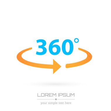 Abstract Creative concept vector image logo of 360 degrees for web and mobile applications isolated on background, art illustration template design, business infographic and social media, icon, symbol