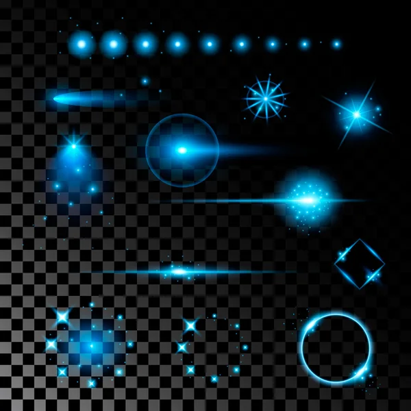 Creative concept Vector set of glow light effect stars bursts with sparkles isolated on black background. For illustration template art design, banner for Christmas celebrate, magic flash energy ray. — Stock Vector
