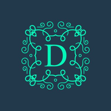 Retro monogram arka plan üzerinde izole yaratıcı soyut kavram vektör logosu. Sanat illüstrasyon şablon tasarım restaurnat, kafe, otel, Emlak, düğün ve spa zarif şirin iyi amblemi.