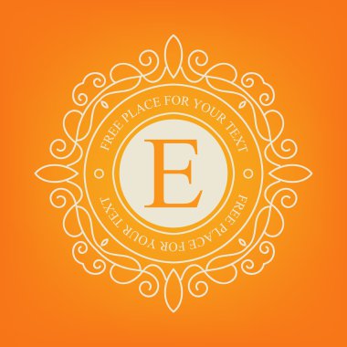 Retro monogram arka plan üzerinde izole yaratıcı soyut kavram vektör logosu. Sanat illüstrasyon şablon tasarım restaurnat, kafe, otel, Emlak, düğün ve spa zarif şirin iyi amblemi.