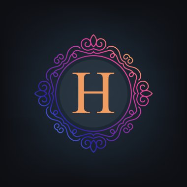 Retro monogram arka plan üzerinde izole yaratıcı soyut kavram vektör logosu. Sanat illüstrasyon şablon tasarım restaurnat, kafe, otel, Emlak, düğün ve spa zarif şirin iyi amblemi.