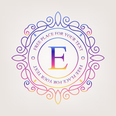 Retro monogram arka plan üzerinde izole yaratıcı soyut kavram vektör logosu. Sanat illüstrasyon şablon tasarım restaurnat, kafe, otel, Emlak, düğün ve spa zarif şirin iyi amblemi.