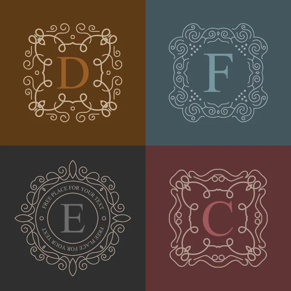 Concept créatif abstrait logo vectoriel de monogramme rétro isolé sur fond. Modèle d'illustration d'art design pour restaurnat, café, hôtel, immobilier, mariage et spa élégant beau emblème mignon . — Image vectorielle