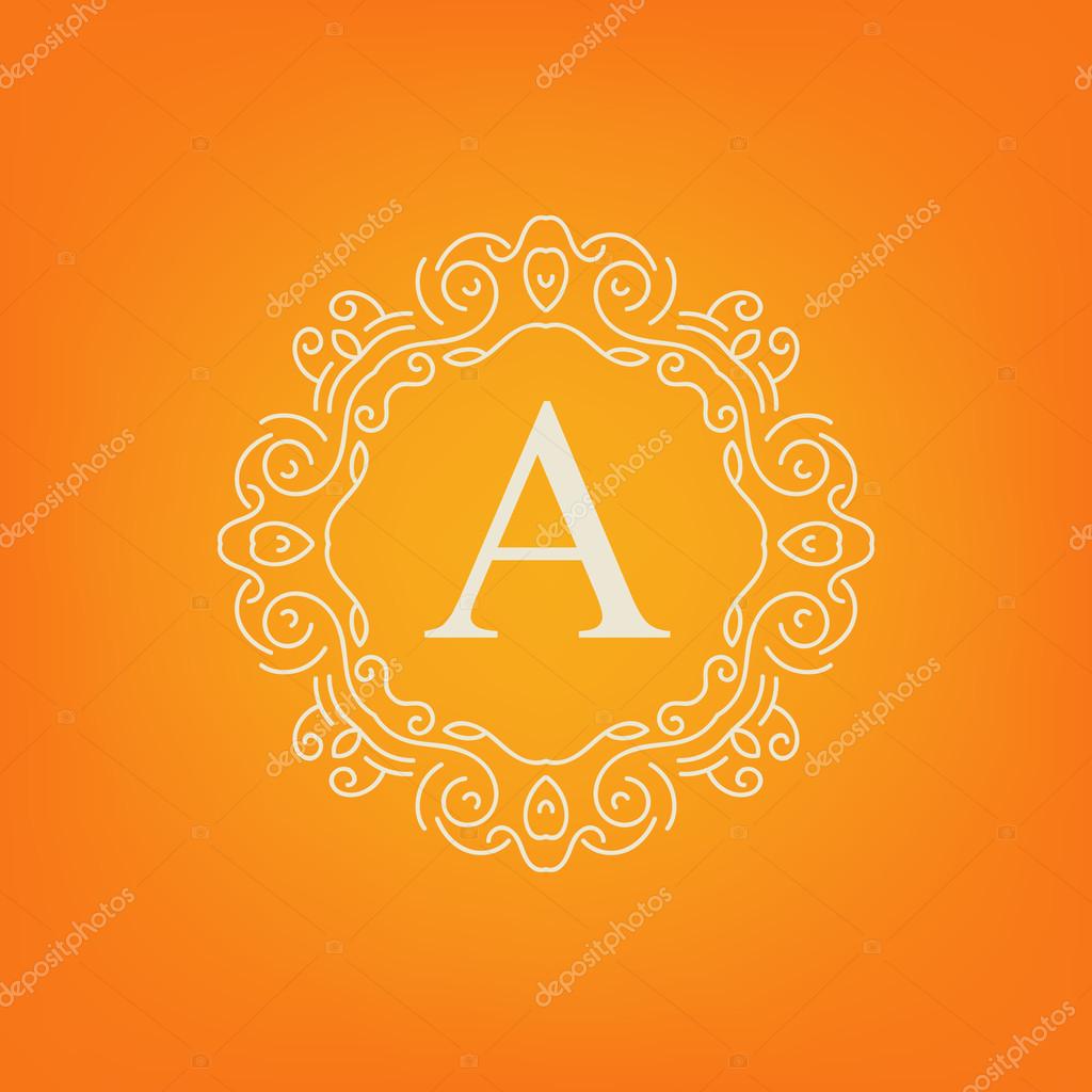 Abstract creative concept vector logo of retro monogram isolated on background. Art illustration template design for restaurnat, cafe, hotel, real estate, wedding and spa elegant cute fine emblem