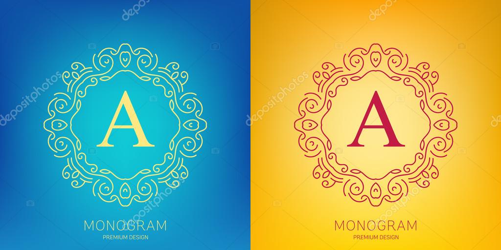 Abstract creative concept vector logo of retro monogram isolated on background. Art illustration template design for restaurnat, cafe, hotel, real estate, wedding and spa elegant cute fine emblem
