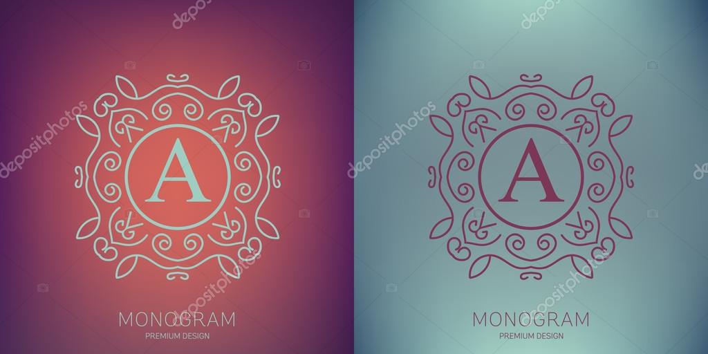 Abstract creative concept vector logo of retro monogram isolated on background. Art illustration template design for restaurnat, cafe, hotel, real estate, wedding and spa elegant cute fine emblem