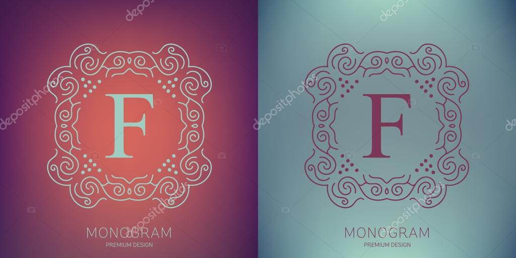 Abstract creative concept vector logo of retro monogram isolated on background. Art illustration template design for restaurnat, cafe, hotel, real estate, wedding and spa elegant cute fine emblem