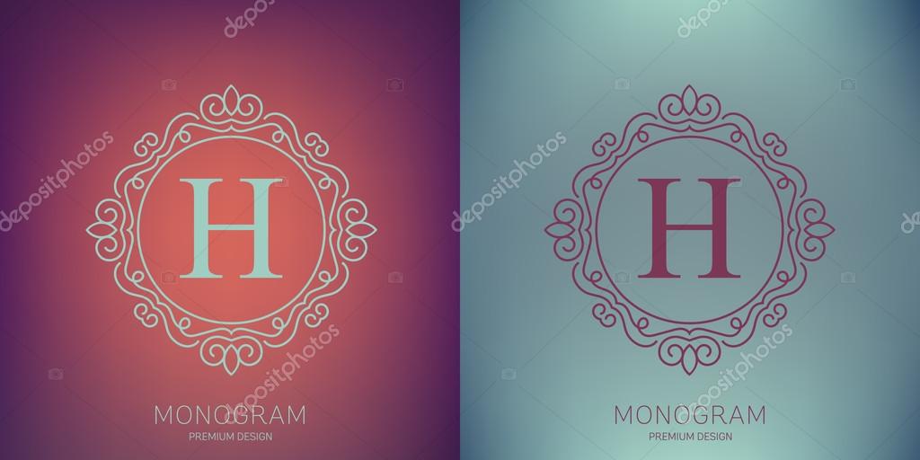 Abstract creative concept vector logo of retro monogram isolated on background. Art illustration template design for restaurnat, cafe, hotel, real estate, wedding and spa elegant cute fine emblem