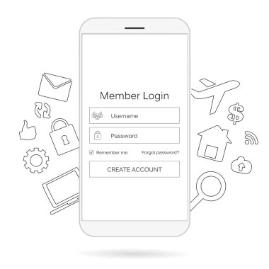 Soyut yaratıcı kavram vektör giriş formu arayüzü. Web sayfası, site, mobil uygulamalar, sanat illüstrasyonu, tasarım teması, modern menü, ui, uygulama, iletişim kutusu boş, pankart, profil oturumu