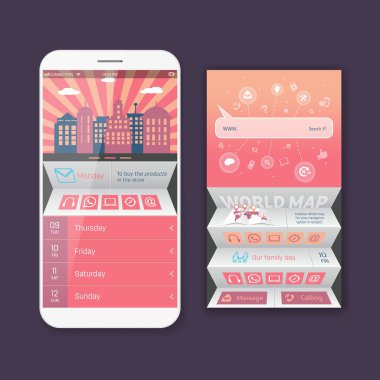 Mobile vector user ui kit form interface. For web page, site bar, art flat icon, device design theme, modern menu app, contact empty box, modern banner, digital gui, media player, widget, mockup set.