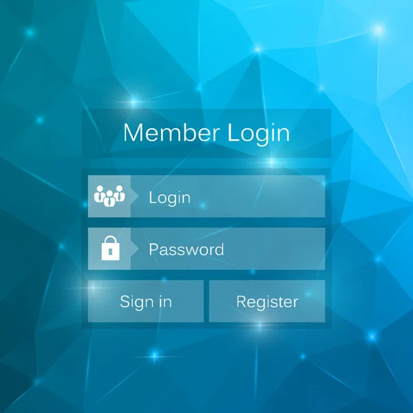 Abstract creative concept vector member login form interface. For web page, site, mobile applications, art illustration, design theme, modern menu, ui, app, contact empty box, banner, profil log in — Stock Vector
