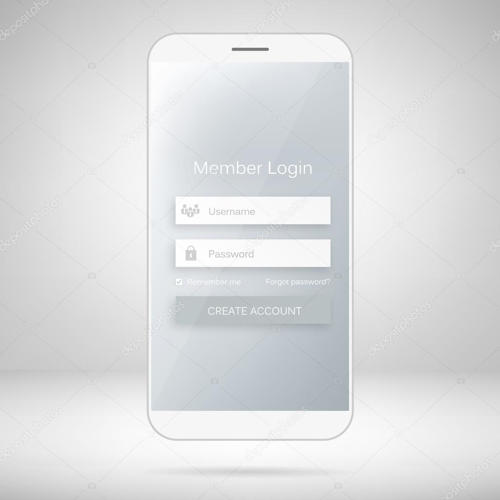 Abstract creative concept vector member login form interface. For web page, site, mobile applications, art illustration, design theme, modern menu, ui, app, contact empty box, banner, profil log in