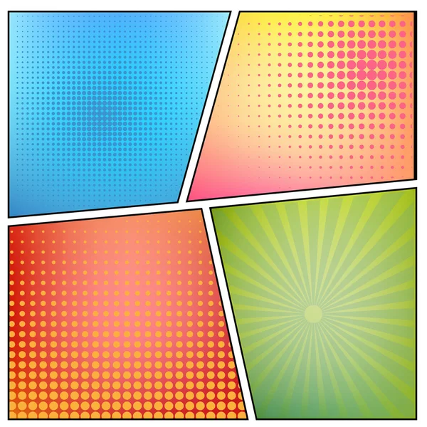 Abstract Creative concept vector comics pop art style blank layout template with clouds beams and isolated dots pattern on background. For Web and Mobile Applications, illustration template design. — Stock Vector