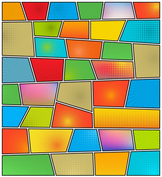 Abstract Creative concept vector comics pop art style blank layout template with clouds beams and isolated dots pattern on background. Para aplicações Web e móveis, design de modelo de ilustração . — Vetor de Stock
